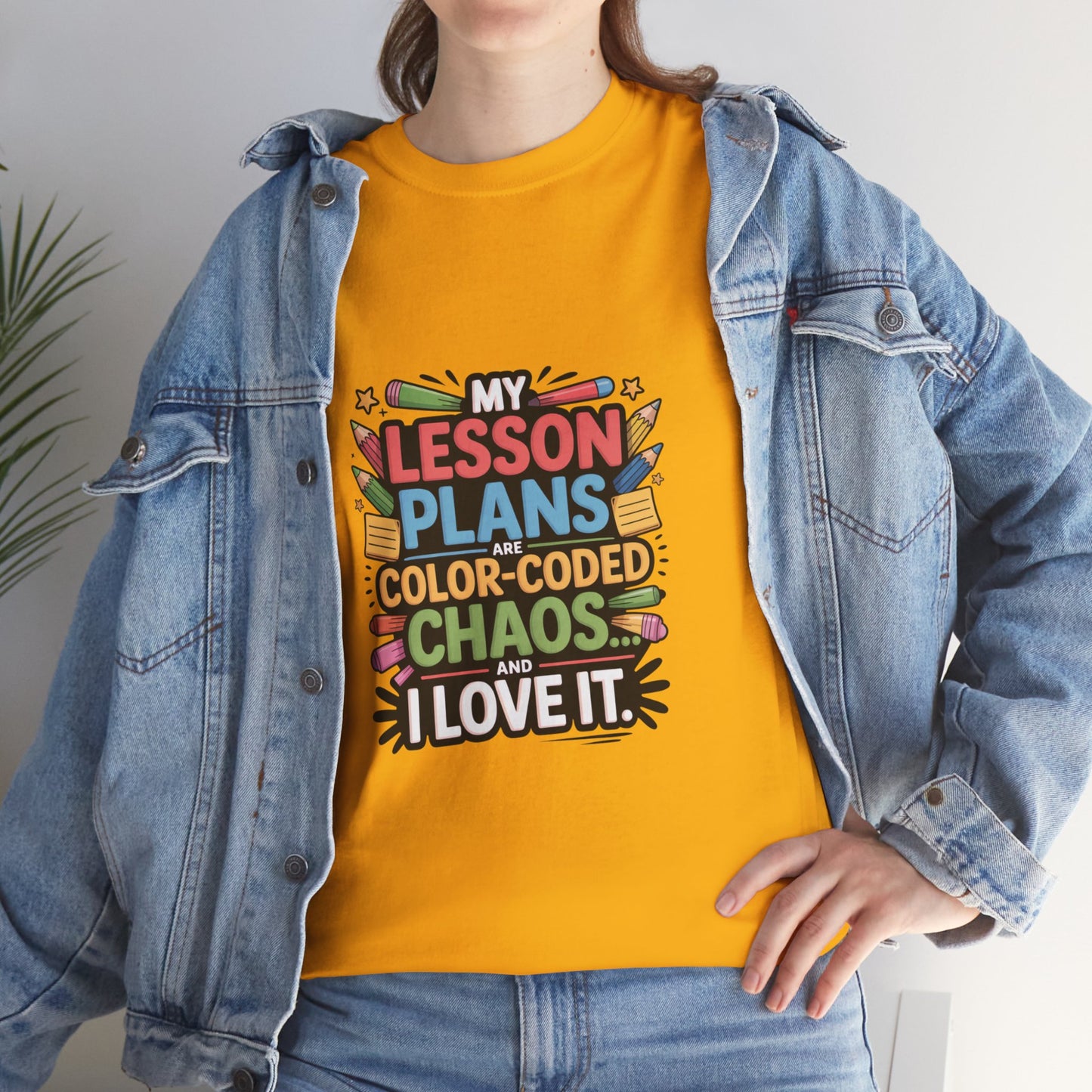 SillyBilly Wear |Teacher Tees — “My Lesson Plans Are Color-Coded Chaos” T-Shirt