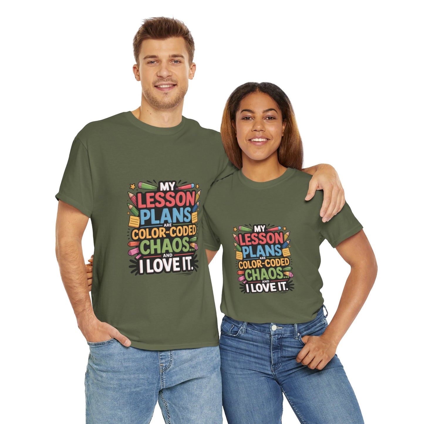 SillyBilly Wear |Teacher Tees — “My Lesson Plans Are Color-Coded Chaos” T-Shirt