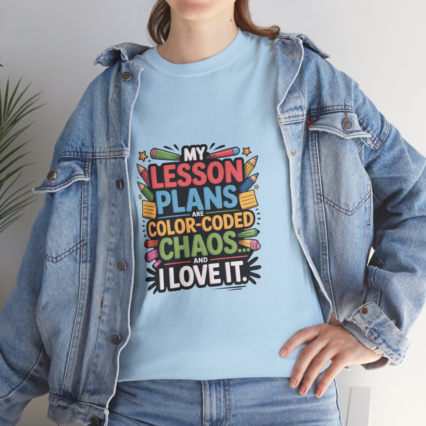 SillyBilly Wear |Teacher Tees — “My Lesson Plans Are Color-Coded Chaos” T-Shirt