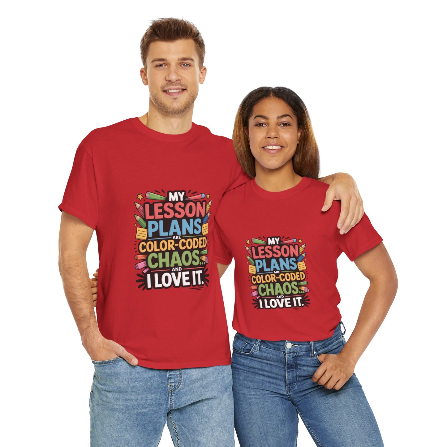 SillyBilly Wear |Teacher Tees — “My Lesson Plans Are Color-Coded Chaos” T-Shirt