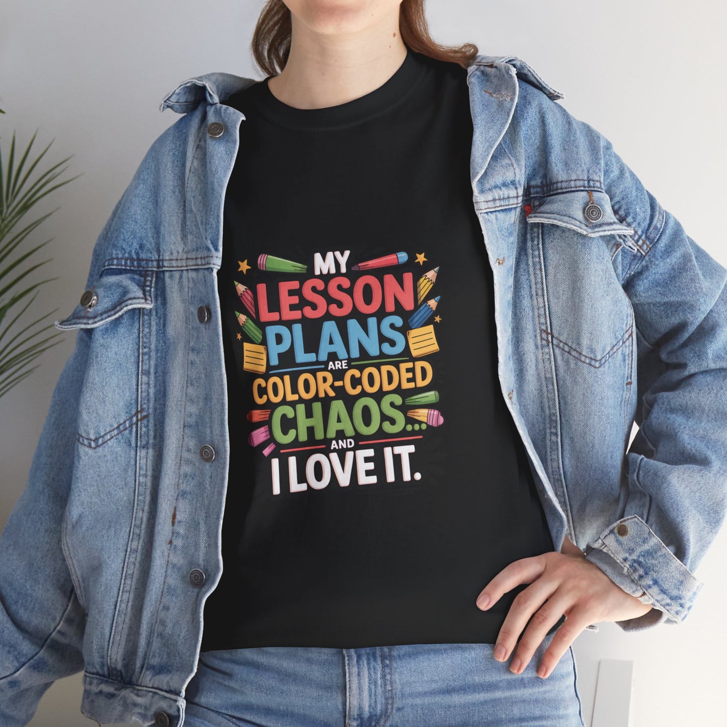 SillyBilly Wear |Teacher Tees — “My Lesson Plans Are Color-Coded Chaos” T-Shirt