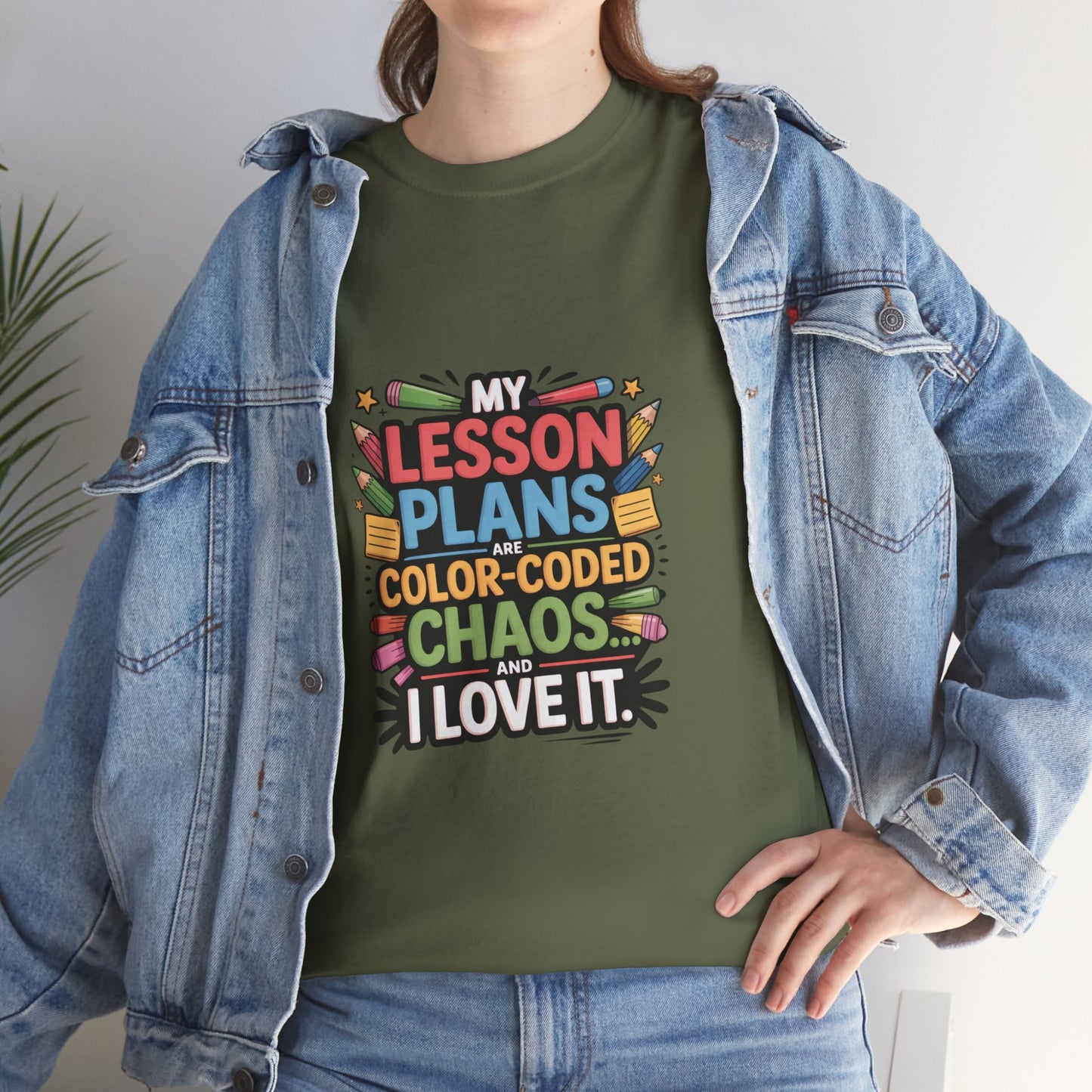 SillyBilly Wear |Teacher Tees — “My Lesson Plans Are Color-Coded Chaos” T-Shirt