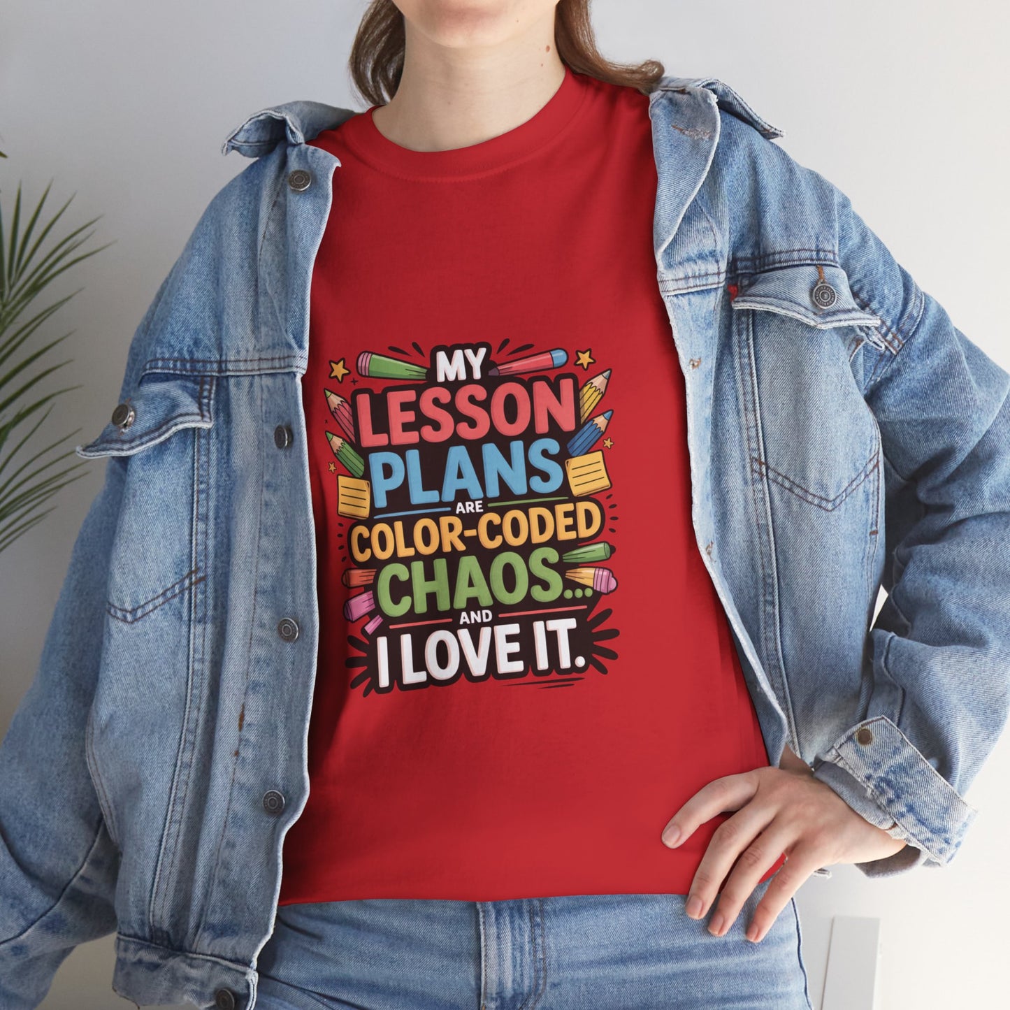 SillyBilly Wear |Teacher Tees — “My Lesson Plans Are Color-Coded Chaos” T-Shirt